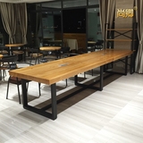 美式办公家具长桌会议桌工业风简约实木餐桌大型铁艺培训桌8090