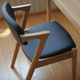 北欧实木皮椅简约餐椅设计师椅宜家Z椅酒店日式家用休闲咖啡椅子