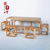 老榆木茶桌椅组合现代简约餐桌实木榫卯免漆特价客厅定制精品家具