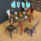 欧式创意简约实木家具铁艺餐桌椅组合休闲户外阳台奶茶酒吧咖啡厅