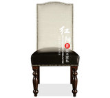 美式布艺餐椅 欧式实木餐椅 新古典书椅酒店样板房休闲椅皮艺餐椅