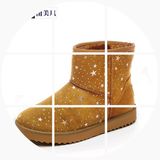 2015秋冬季韩版星星雪地靴加厚保暖棉靴平底靴短靴女靴子棉鞋女