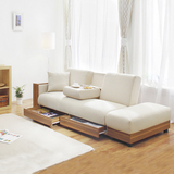新款日式布艺沙发组合北欧宜家多功能沙发床储物小户型三人可拆洗