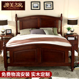 美式乡村实木床双人床田园卧室1.5米1.8米白色成人简约经济型婚床