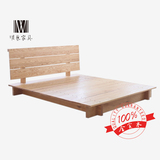 日式纯实木平板床简约现代黑胡桃白橡实木床北欧1.5米1.8米双人床