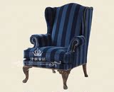 老虎椅单人沙发欧式美式乡村布艺高背椅小户型沙发新古典酒店家具