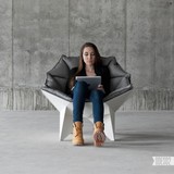 Q1\休闲椅 玻璃钢外架 不规则菱形椅 单人椅 北欧休闲椅 艺术椅