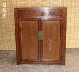 新中式两门两抽橱柜餐边柜茶水柜老榆木鞋柜储物柜全实木家具定做