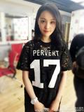 正品代购 Givenchy纪梵希 17 黑色数字印花蕾丝镂空宽松短袖T恤女