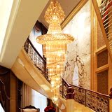 现代金色楼梯水晶吊灯复式楼客厅大吊灯酒店别墅旋转楼梯长吊灯