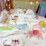 奥博妮卡通纯棉婴儿三件套床上用品宝宝床婴儿摇篮床全棉被套床单