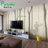 大型墙纸艺术壁画 客厅沙发电视背景墙卧室床头墙纸 田园森林小鹿