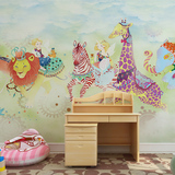 儿童房卧室幼儿园手绘大型壁画 童话卡通动物乐园无纺布环保墙纸
