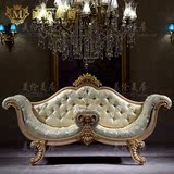 欧式贵妃椅法式实木雕花布艺沙发椅卧室休闲椅古典美人榻太妃椅