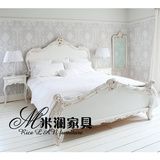 美式实木床 法式实木雕刻双人床 现代简约欧式卧室家具
