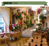 欧式小镇风景3D立体壁画西餐厅甜品奶茶店壁纸客厅酒吧复古墙纸