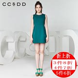 CCDD2016秋新款专柜正品女 时尚镶钻装饰 通勤修身无袖连衣裙