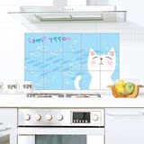 包邮 可爱卡通小猫铝珀防油污墙贴 厨房防油贴纸 瓷砖防油贴