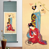 定制批发丝绸卷轴国画日式餐厅日本料理装饰画日本仕女图挂画装裱