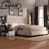 北欧简约宜家现代布艺软床美式乡村1.5米1.8米双人单人床卧室包邮