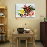 单幅餐厅壁画 水果蔬菜装饰画 客厅挂画 餐馆无框画 百合樱桃