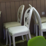 田园美式乡村现代复古全实木桦木软包餐椅咖啡厅圆背椅书房洽谈椅