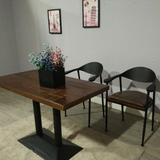 美式实木餐桌椅组合6人快餐厅漫咖啡小户型铁艺实木现代简约批发