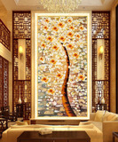 3D立体彩雕发财树玄关过道背景墙纸 欧式客厅走廊壁纸大型壁画