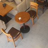 复古简约 咖啡厅桌椅 西餐厅 茶楼 甜品奶茶店餐饮实木餐桌椅组合