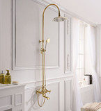 新品德国当代全铜冷热高档金色方形淋浴花洒喷头套装淋浴器水龙头