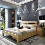 包邮实木双人床大床1.5 ’1.8米松木单人床儿童床1.2米简易实木床