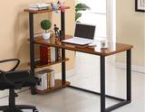 美式宜家小型铁艺实木书桌电脑桌简约现代长办公桌写字台书架组合