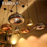 后现代简约创意个性咖啡厅餐厅吧台服装店复古工业黄铜碗玻璃吊灯