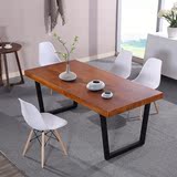 铁艺实木餐桌椅组合美式实木办公桌宜家饭店酒店铁艺饭桌椅长方形