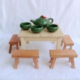 包邮 木质实木小板凳小方桌 酒店居家茶艺摆件 桌面装饰品 礼品