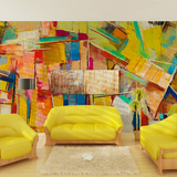个性手绘房间涂鸦墙纸 抽象客厅卧室电视背景墙壁纸 装饰大型壁画