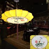 新中式南瓜吊灯仿古典布艺手绘花鸟灯笼餐厅茶楼客栈过道圆形灯具