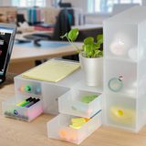 办公室书桌透明塑料文具首饰储物盒muji款桌面抽屉式组合收纳柜