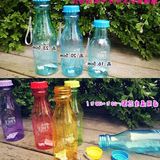 ZXC韩国创意可爱儿童学生水杯大容量带盖饮料瓶透明磨砂塑料喝文