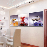 餐厅冰晶玻璃装饰画现代简约水晶挂画三联框画水果单幅壁画