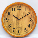 创意现代简约木纹时钟钟表欧式客厅餐厅书房商用圆形宜家挂钟壁钟