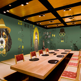 欧美3D立体时尚动物头像壁画餐厅卡通抽象卧室壁纸酒吧服装店墙纸