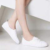 牛皮小白鞋色非系带平底单鞋运动鞋欧美风白色板鞋热风沃秋季女鞋