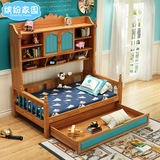 全实木子母床 多功能儿童床 组合柜子床 带储物功能床衣柜床美式