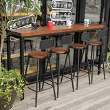 欧美LOFT铁艺实木餐桌星巴克咖啡厅桌椅组合复古酒吧台家用小吧台