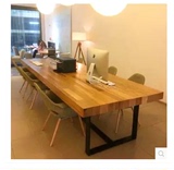 LOFT北欧式复古做旧实木铁艺餐桌酒吧桌办公桌电脑桌长方形会议桌