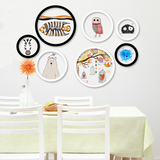 创意简约圆形装饰画客餐厅卧室玄关美式壁挂画沙发背景清新相框画