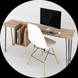 欧美式台式家用电脑桌复古创意实木松木办公桌书桌工作桌长桌定制