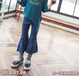 现货BORABORA韩国进口有童装2016秋季新款九分喇叭裤牛仔女童裤