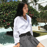 夏季女装韩版宽松百搭长袖薄款白衬衫休闲衬衣防晒衣学生外套上衣